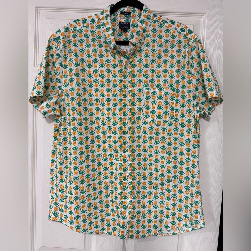 J. Crew Men's Pineapple Washed Shirt Tropical Vibes Summer Vacation NWT Size XL